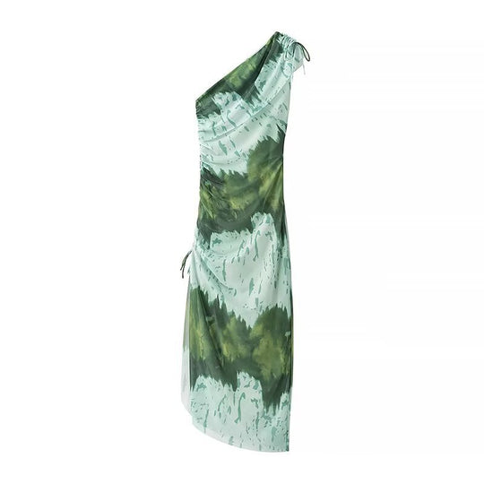 Damen One-Shoulder Kleid mit raffinierten Rüschendetails EB