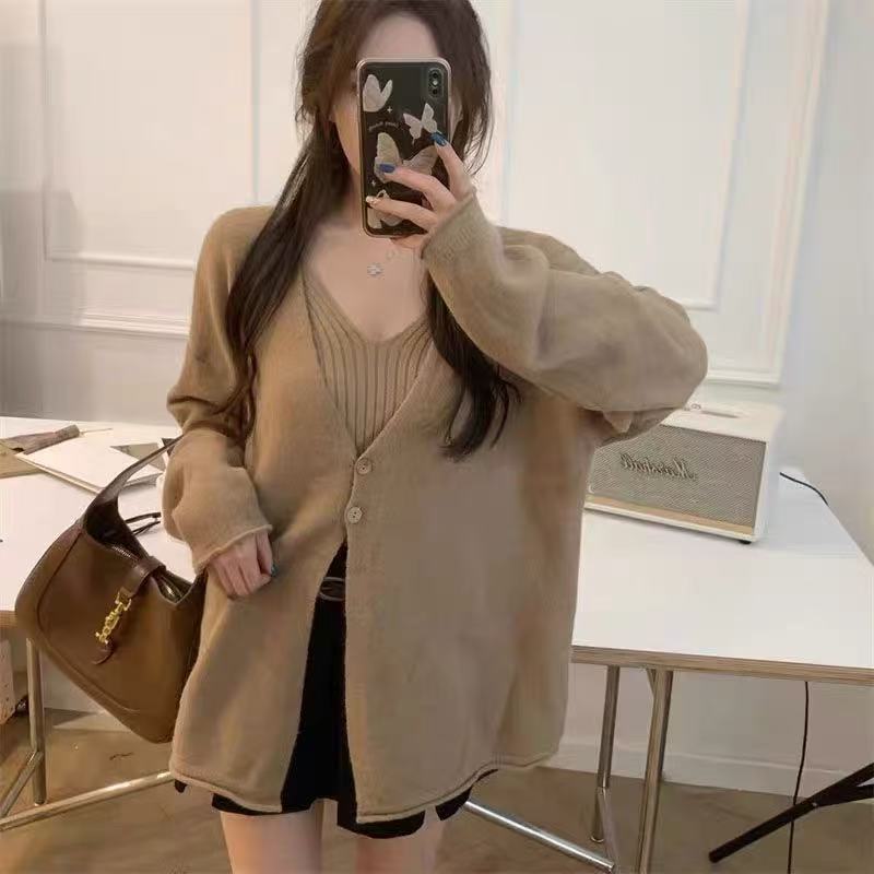 Damen Weicher Langarm-Cardigan mit Knopfleiste und bequemer Passform EB