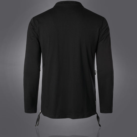 Herren Modisches Langarmshirt mit Asymmetrischem Design und Praktischer Brusttasche EB