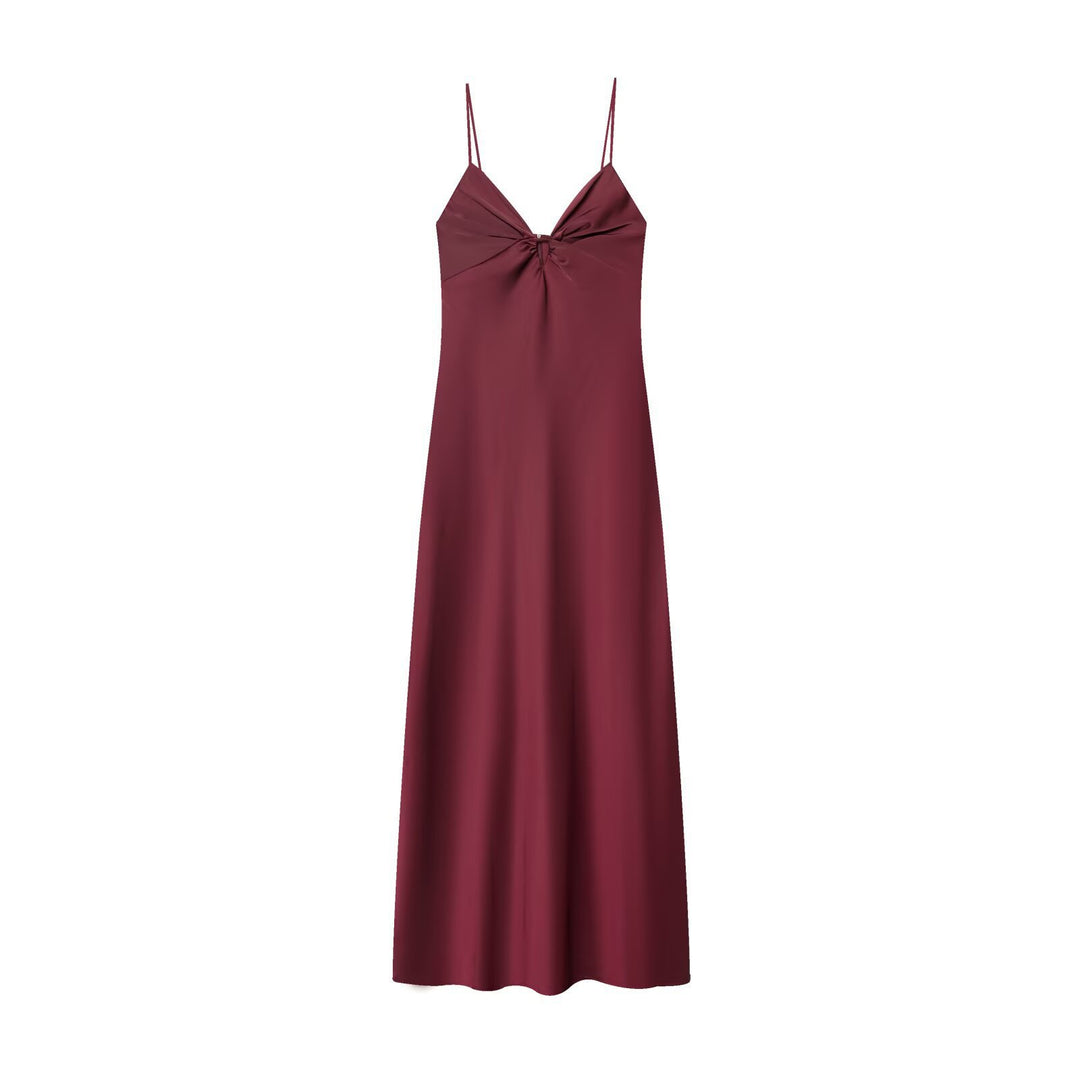 Damen Maxikleid mit elegantem Wasserfallausschnitt und zarter Drapierung EB