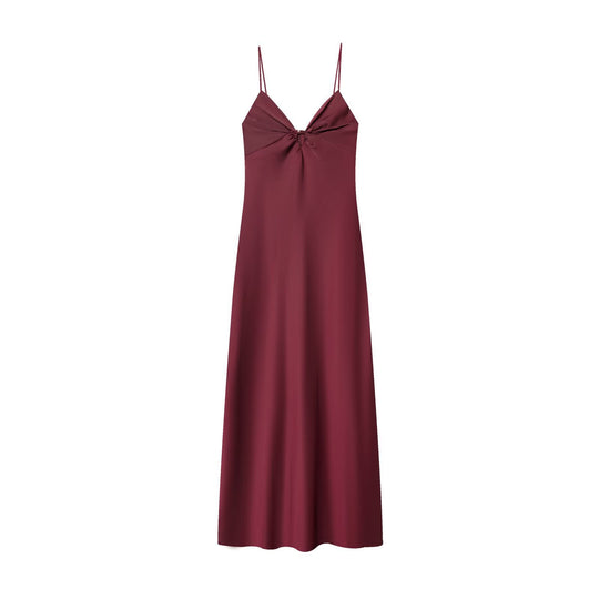 Damen Maxikleid mit elegantem Wasserfallausschnitt und zarter Drapierung EB