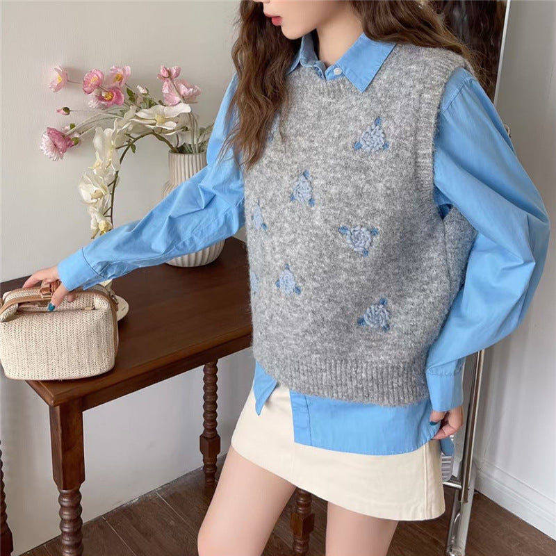 Damen Strickpullover mit floralem Muster EB