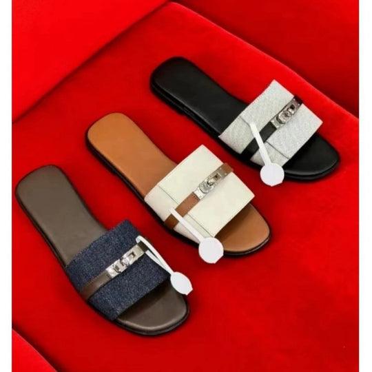 Damen Stylische Flache Sandalen mit modischem Schnallenakzent EB