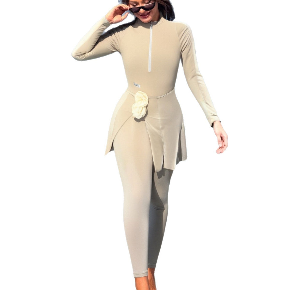 Damen Sportlicher Einteiler mit Wickeloptik EB