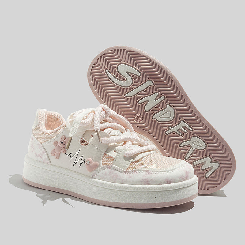 Damen Sneakers mit charmantem Bärenmotiv und atmungsaktiver Oberflächenstruktur EB