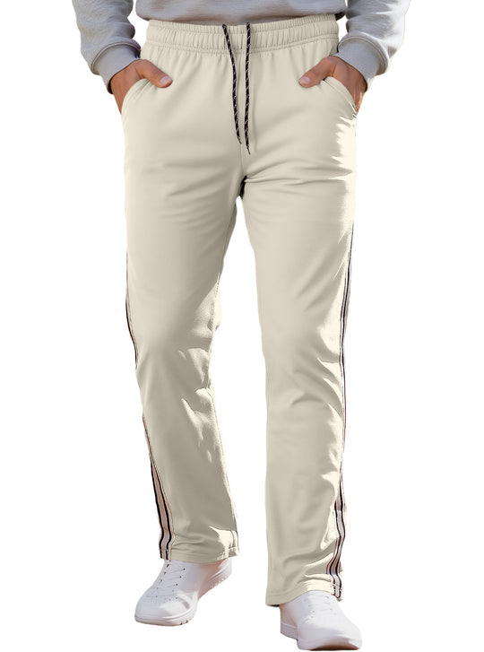 Herren nan Retro-Trackhose mit schmal zulaufendem Bein elastischem Bund Tunnelzug und seitlichen Streifen EB