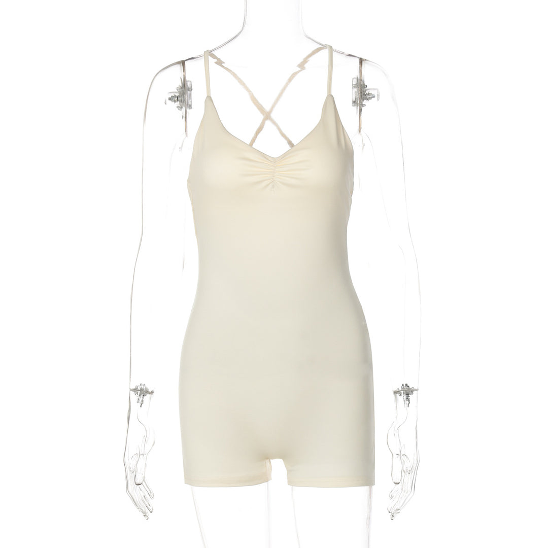 Damen Bodycon Einteiler mit gekreuztem Träger EB