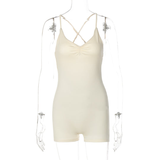 Damen Bodycon Einteiler mit gekreuztem Träger EB