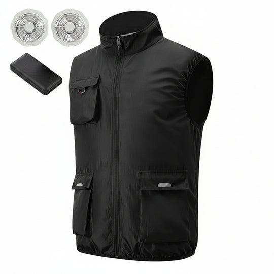 Herren nan atmungsaktive Ventilations-Arbeitsweste mit Lüfteranschluss und Mehrfachtaschen R&B