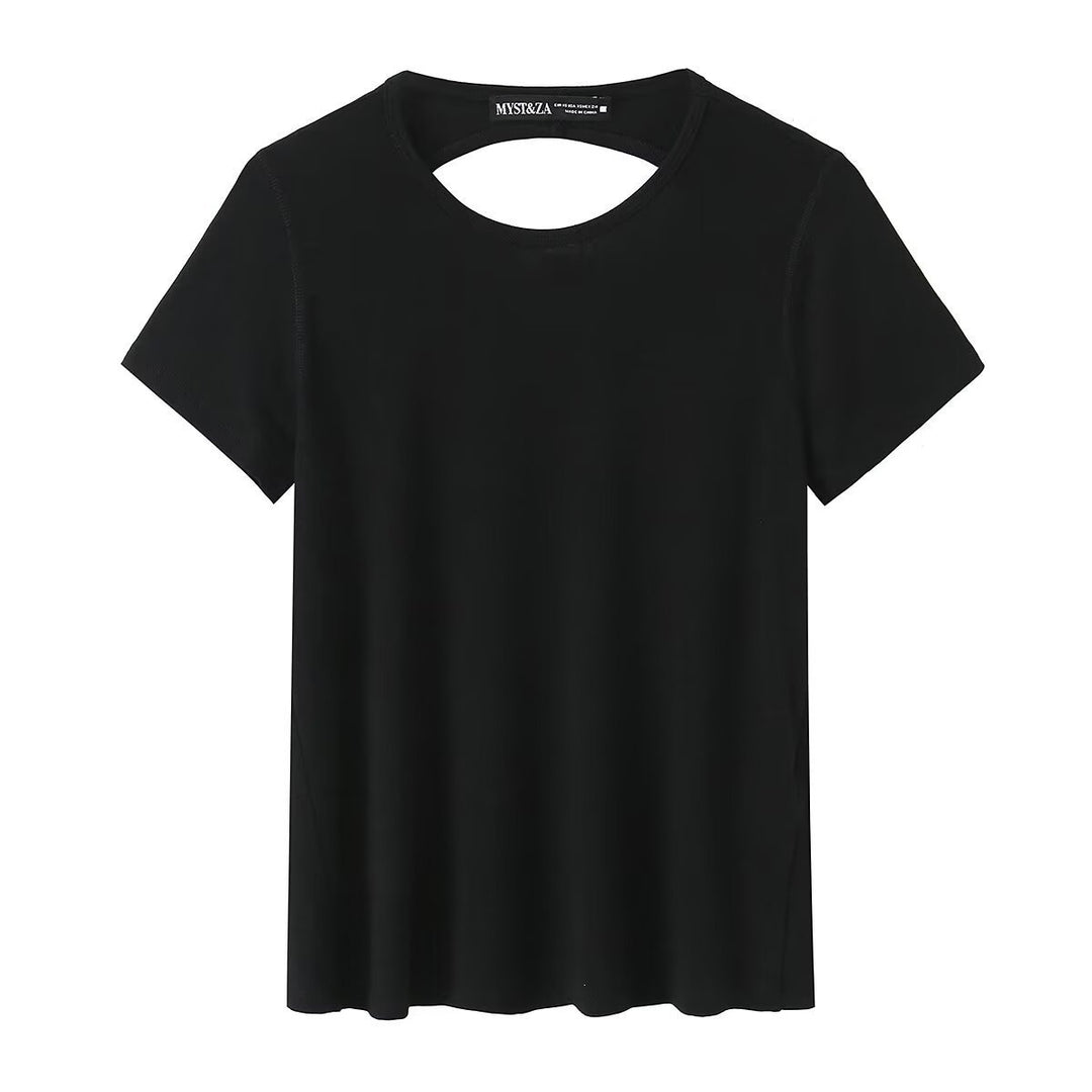 Damen Sportliches T-Shirt mit modischem Rückenausschnitt EB