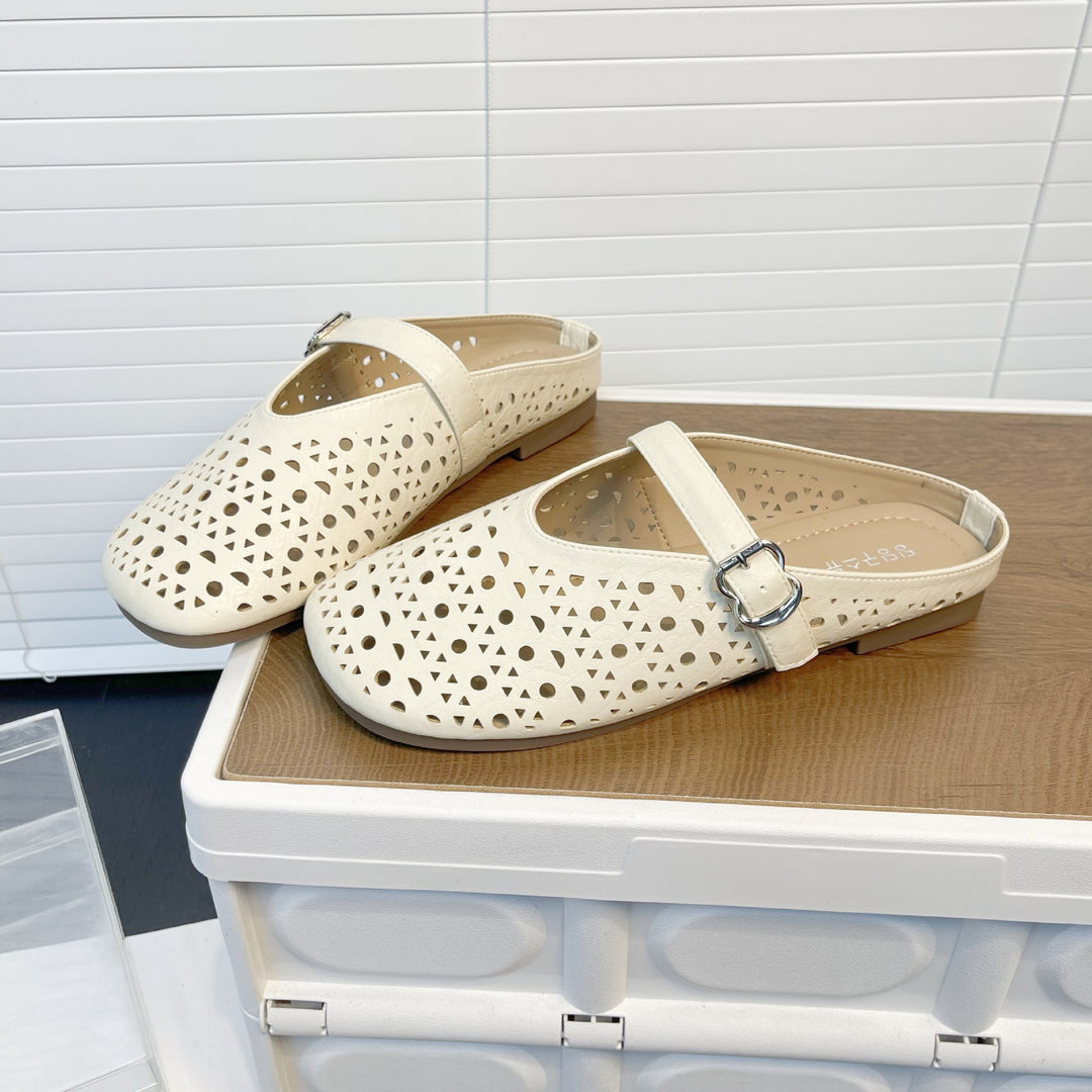 Damen Clogs mit modischem Durchbruchsdesign und verstellbarem Riemen EB