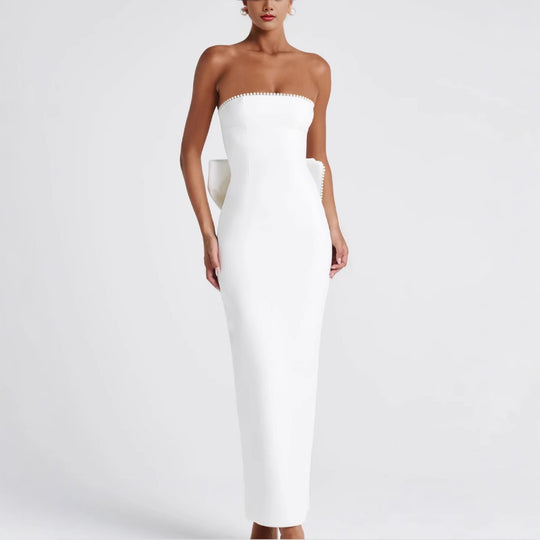 Damen Strapless Maxikleid mit raffinierter Silhouette und eleganten Details EB