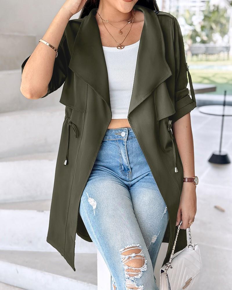 Damen Modische Trenchjacke mit lässigem Schnitt und praktischen Taschen EB