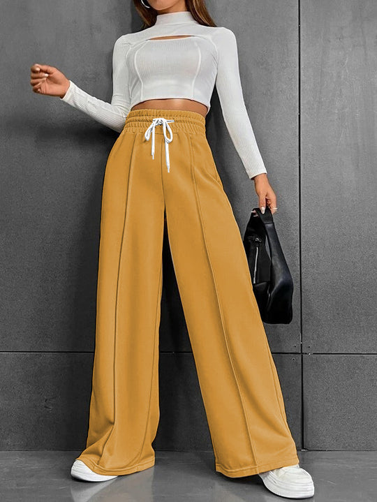 Damen weite Freizeit-Hose mit elastischem Bund und seitlichen Taschen EB