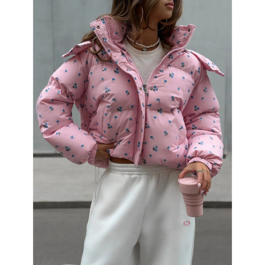 Damen gefütterte Blumensteppjacke im modernen Schnitt EB