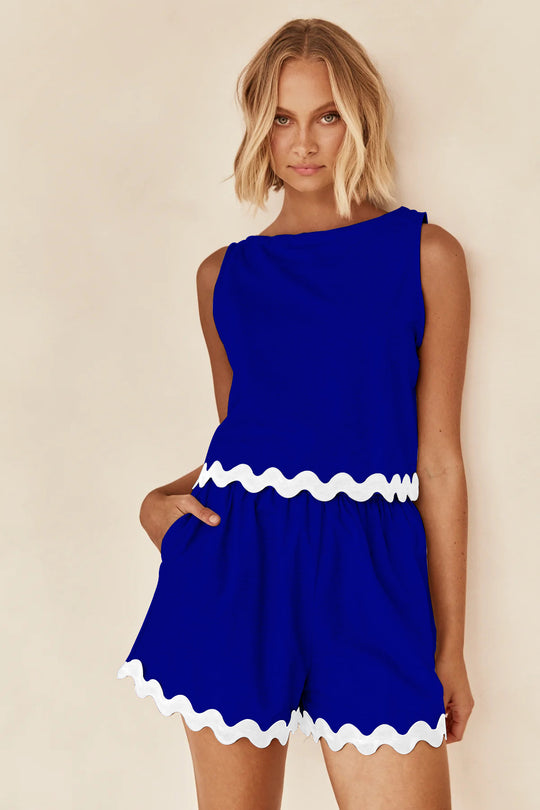 Damen Zweiteiler Set mit schickem Top und luftigen Shorts EB