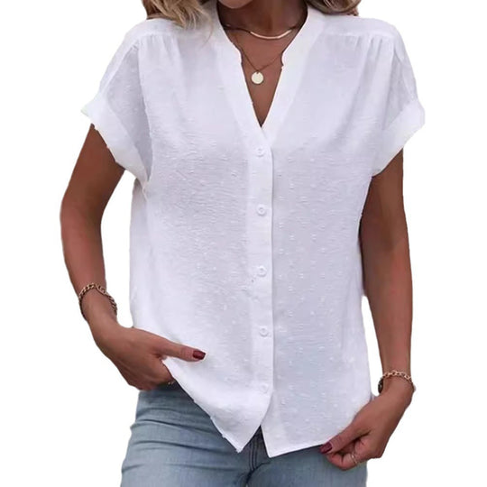 Damen Kurzarm Bluse mit feinem Strukturmuster Heidi-Mode