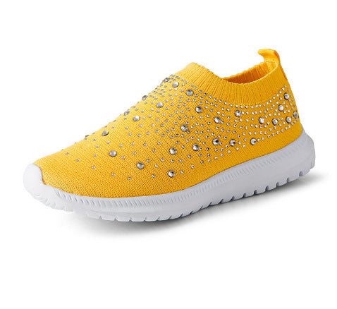 Damen Schnürlose Sneakers mit funkelnden Ziersteinen EB
