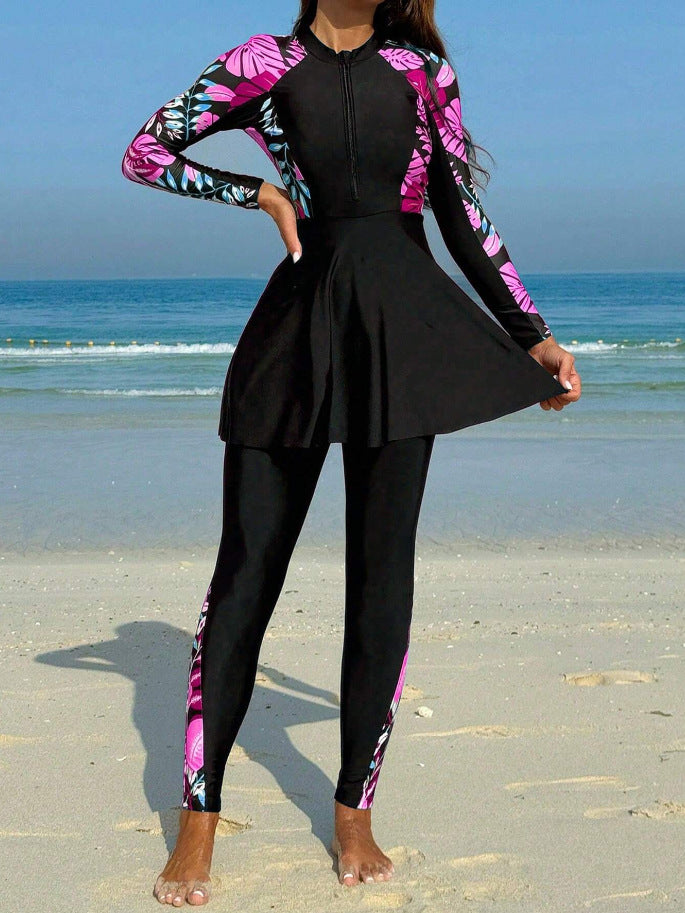 Damen Surfanzug mit Rockteil und langärmligem Design EB