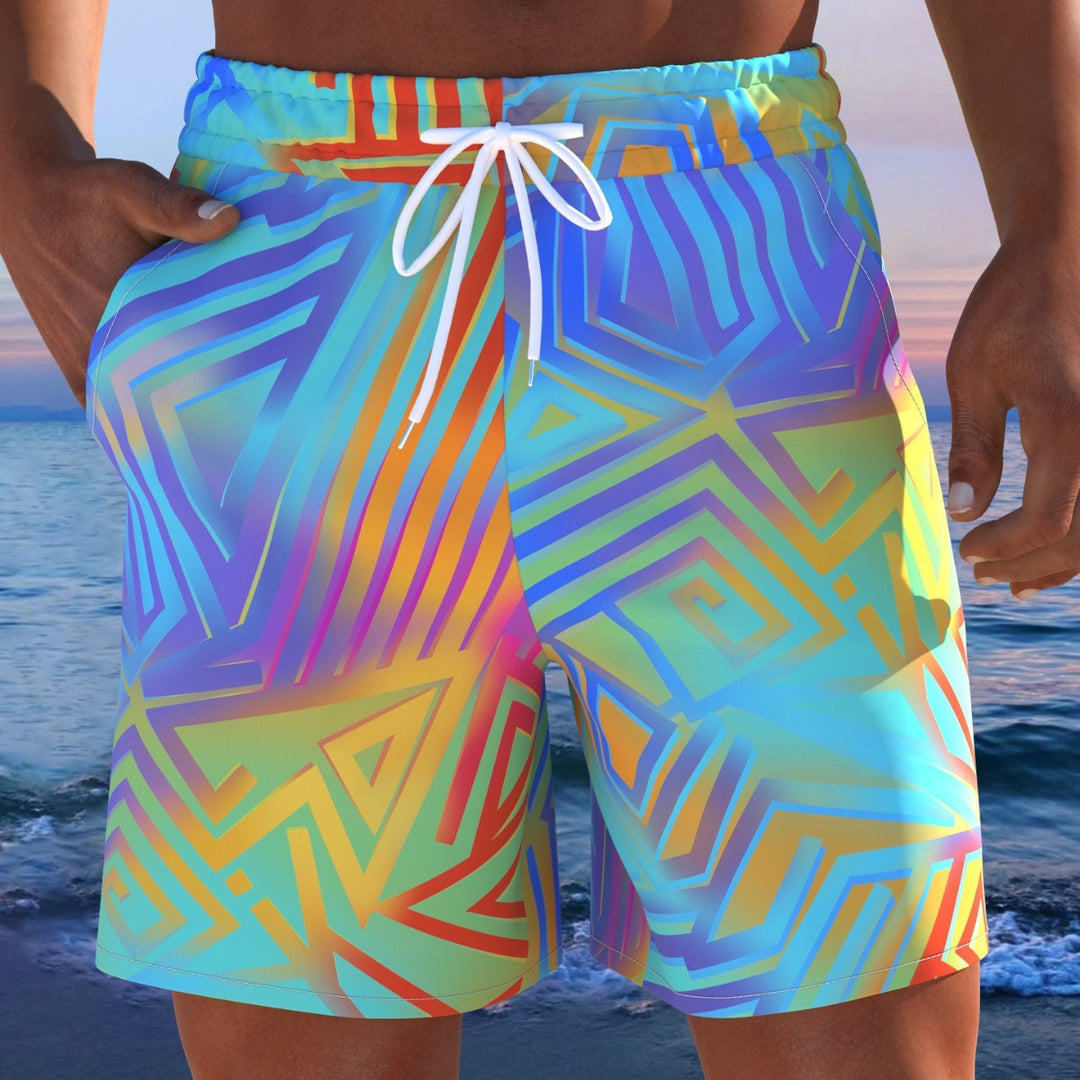 Herren Badeshorts mit animalischem Muster und elastischem Bund EB