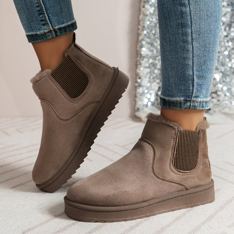 Damen  gefütterte Chelsea-Ankle-Boots mit Teddyfutter, elastischer Seitenblende und rutschfester Leichtsohle EB