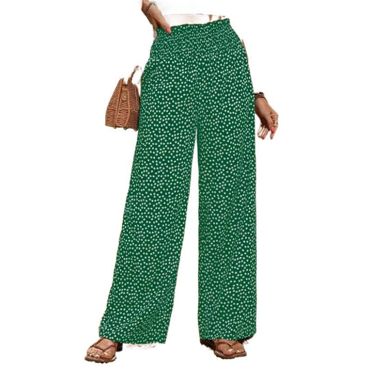 Damen Weite Blumenmuster-Hose mit elastischem Bund und hohem Taillenschnitt EB