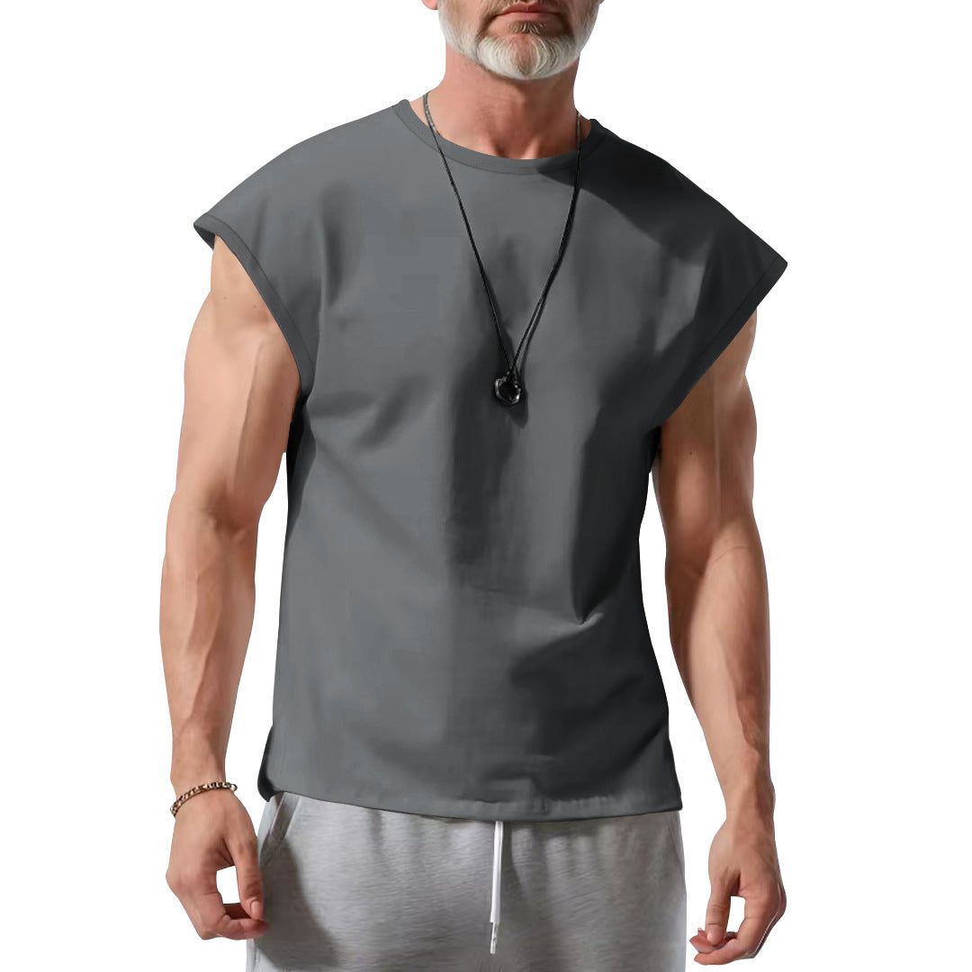 Herren nan athletisches abgeschnittenes Tanktop mit breiten Armöffnungen und Rundhalsausschnitt EB
