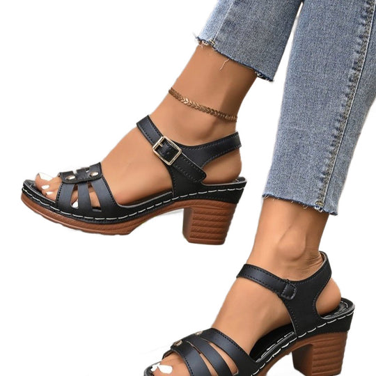 Damen Halbsandalen mit Blockabsatz EB