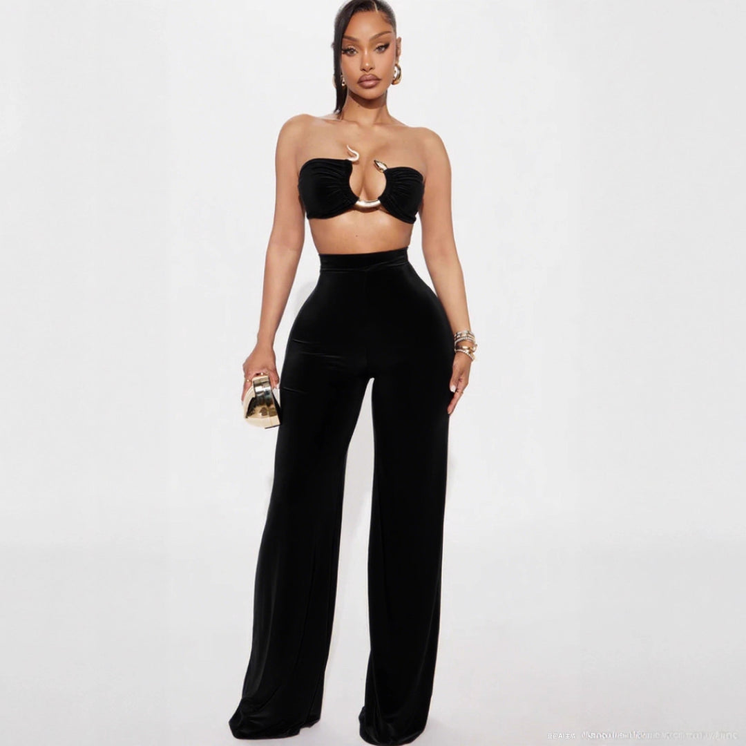 Damen Cut-Out Oberteil mit high-waisted Hose EB