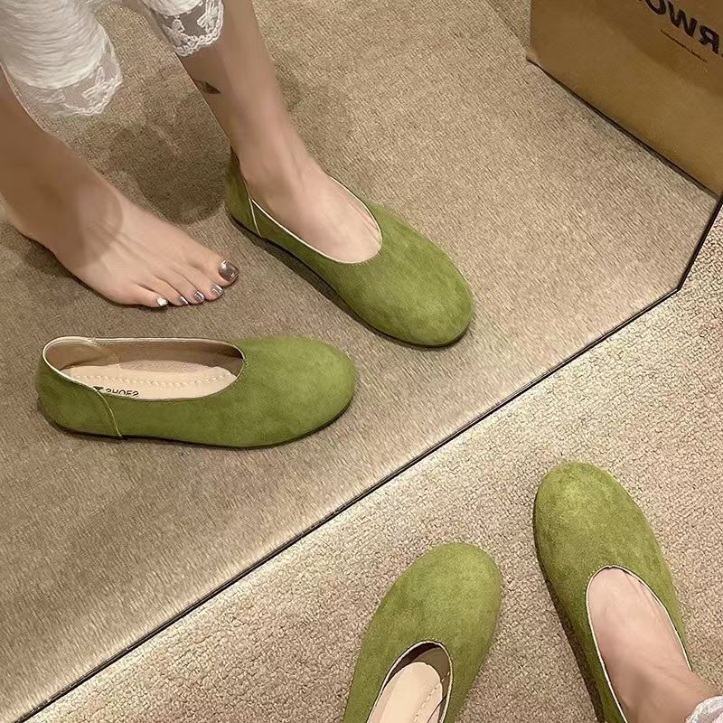 Damen flache Ballerinas aus hochwertigem Veloursleder EB