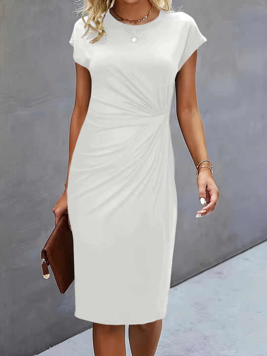 Damen figurbetontes Wickelkleid mit trendigen Drapierungen und klassischem Schnitt EB