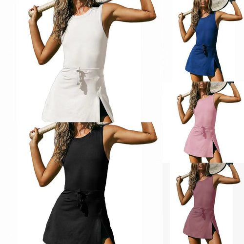 Damen Sportliches Freizeitkleid mit hohem Bund und seitlichem Schlitz EB