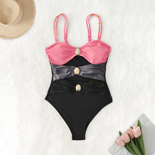 Damen Einteiler-Badeanzug mit raffinierten Cut-Outs und dekorativen Metallakzenten EB