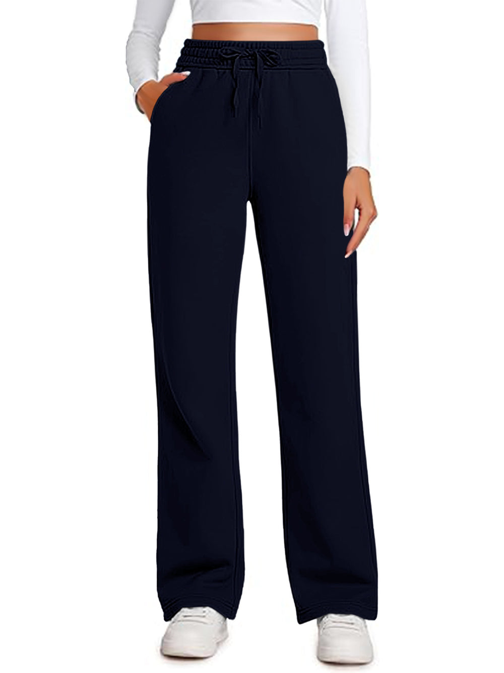 Damen Lässige Freizeithose mit weitem Schnitt und elastischem Bund EB