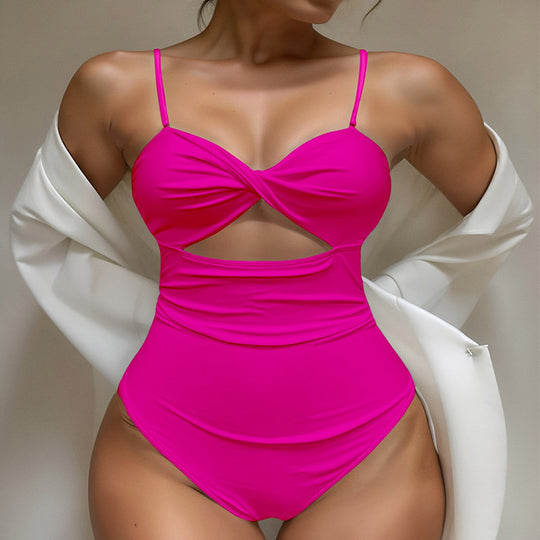 Damen Einteiler Badeanzug mit raffiniertem Cut-Out und verstellbaren Trägern EB