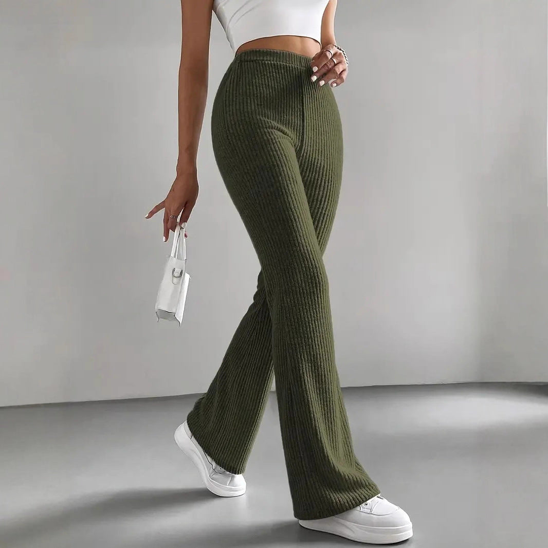 Damen Elegante und bequeme Rippen-Hose mit hohem Bund EB