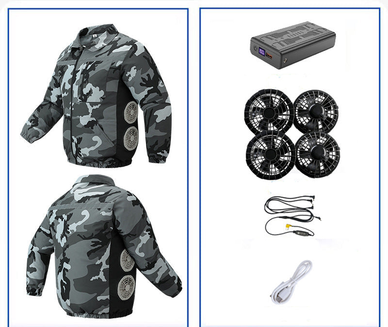 Unisex nan kühlende Ventilationsjacke mit integrierten seitlichen Lüftern und atmungsaktivem Funktionsmaterial R&B