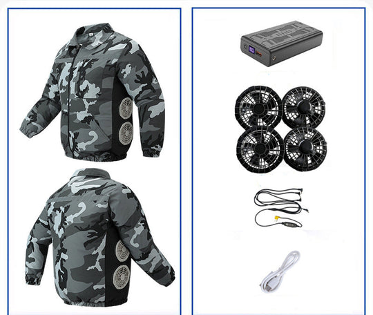 Unisex nan kühlende Ventilationsjacke mit integrierten seitlichen Lüftern und atmungsaktivem Funktionsmaterial R&B