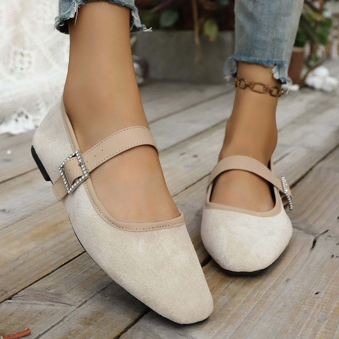 Damen Elegante und bequeme Ballerinas mit verstellbarem Riemen EB