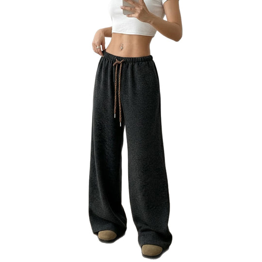 Damen nan weite Highwaist-Loungehose mit Kordelzug und fließendem Palazzoschnitt EB