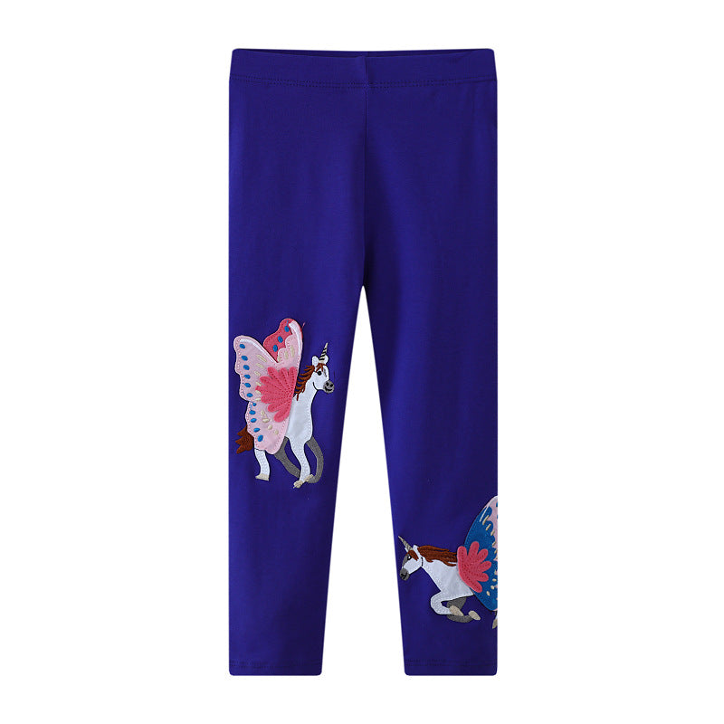 Mädchen Leggings mit zauberhaften Einhorn- und Schmetterlingsapplikationen EB