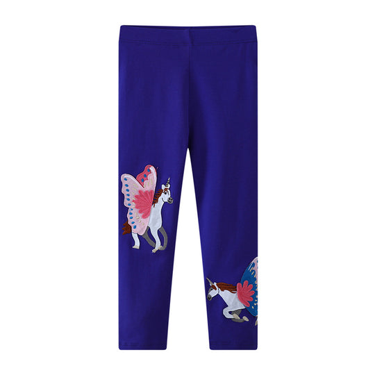 Mädchen Leggings mit zauberhaften Einhorn- und Schmetterlingsapplikationen EB