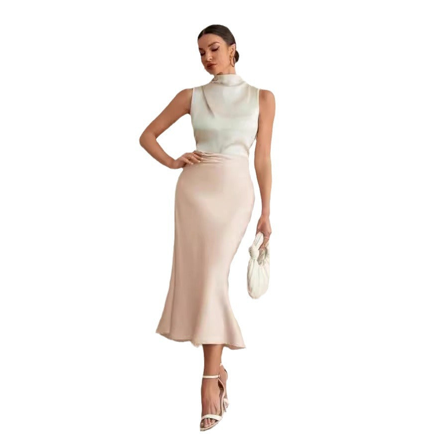 Damen eleganter Midirock mit sanftem Schnitt und hohem Bund EB