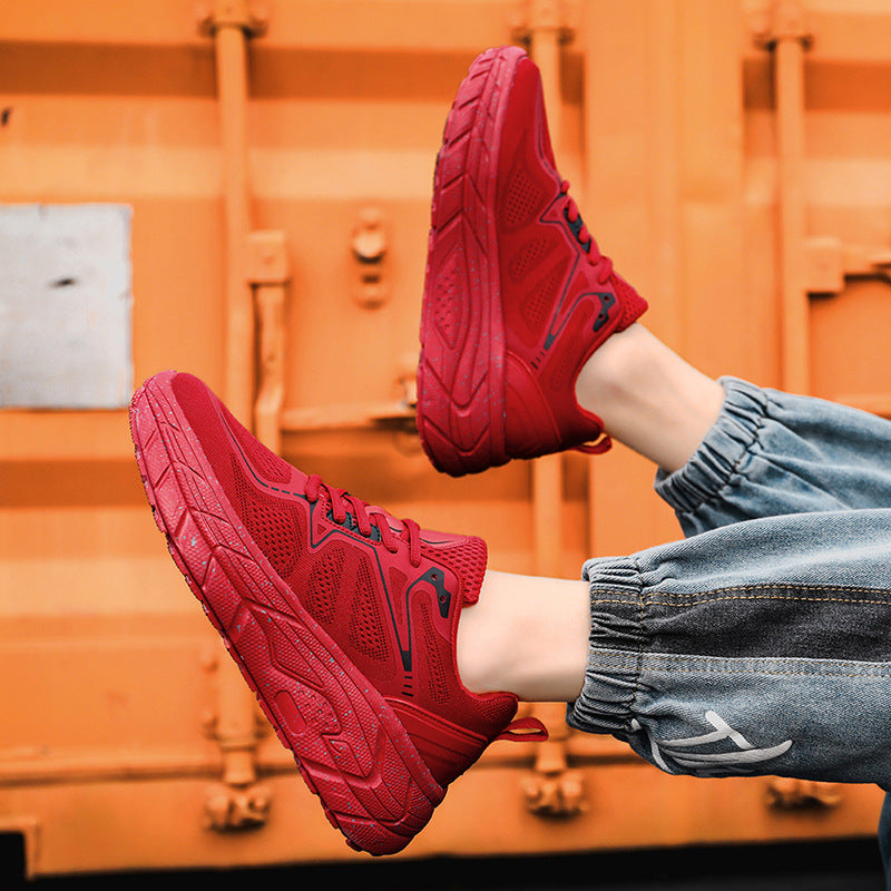 Unisex gedämpfter Plateausneaker mit atmungsaktivem Strickoberteil und gepolsterter Hohlkammersohle EB