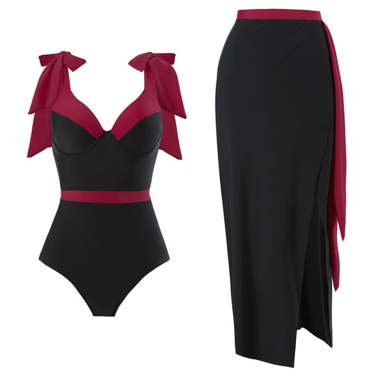 Damen Badeanzug mit Rüschendetails und hohem Beinausschnitt EB