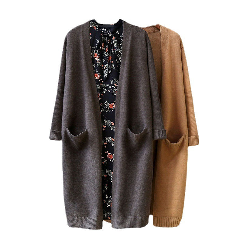 Damen Bequemer Strickcardigan mit Taschen und offenem Schnitt EB