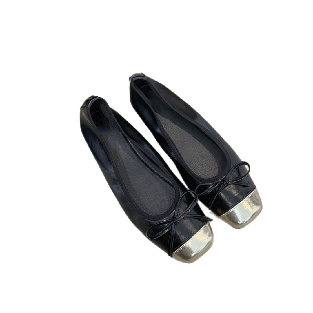 Damen elegante Ballerinas mit glänzendem Obermaterial und zierlicher Schleifenverzierung EB