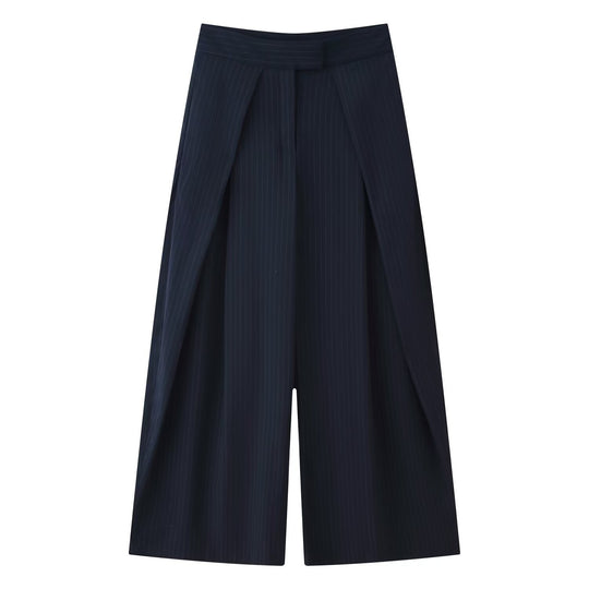 Damen weit geschnittene Culotte-Hose mit eleganten Falten und hohem Bund EB