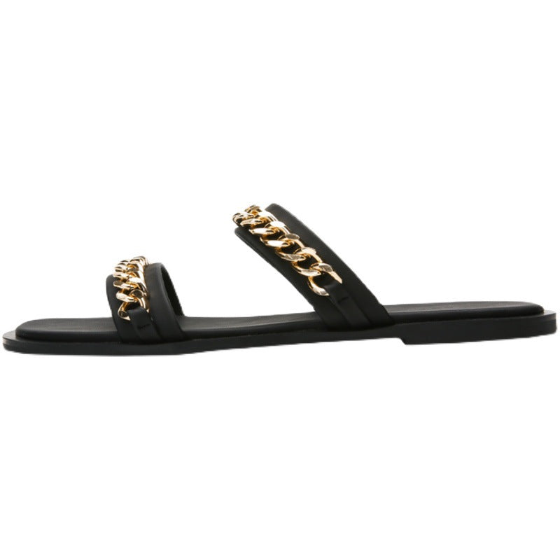 Damen Slides mit luxuriösem Kettendetail EB