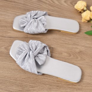 Damen Minimalistische Slippers mit dekorativem Schleifen-Design EB